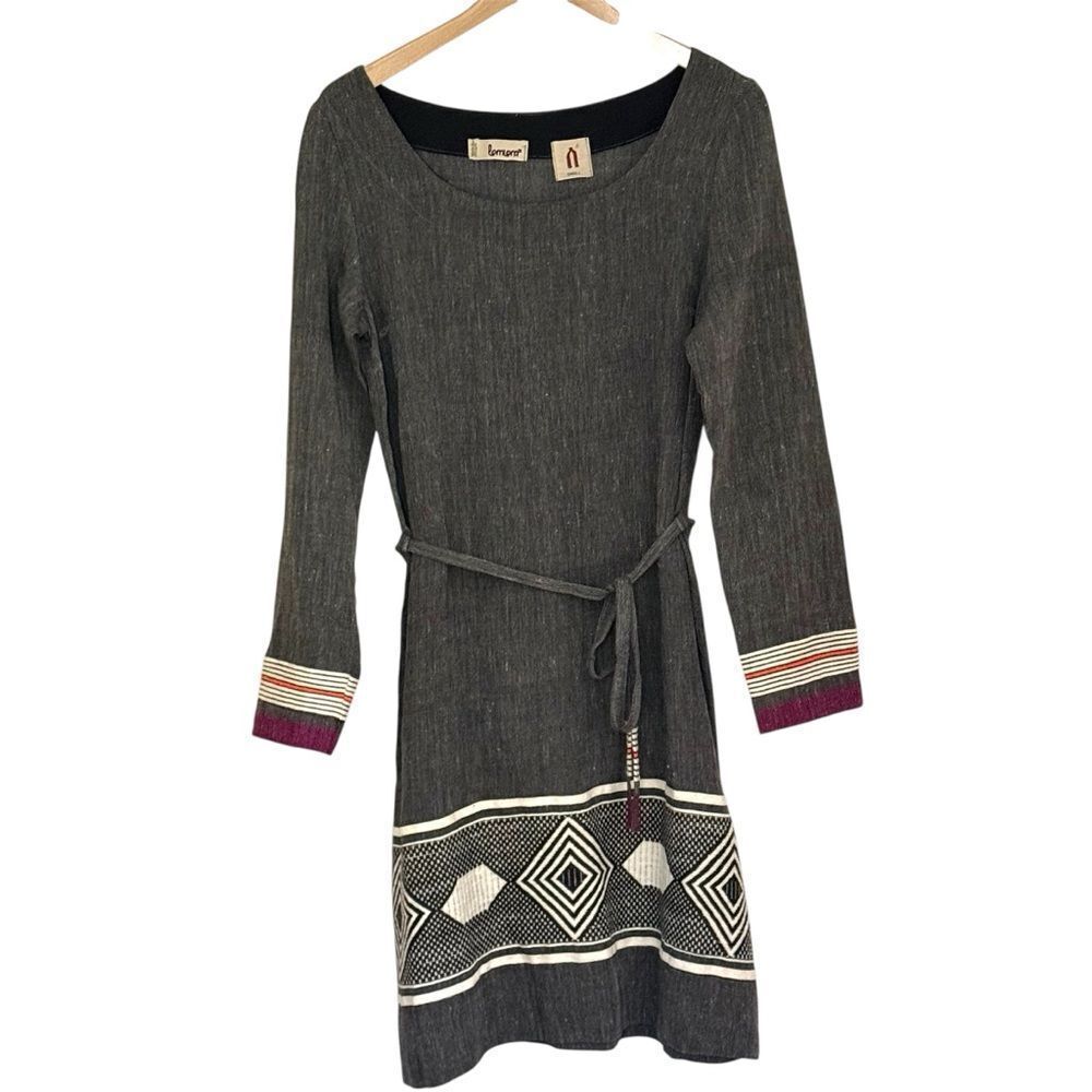 Lemlem, Charcoal Dress with Geometric Pattern